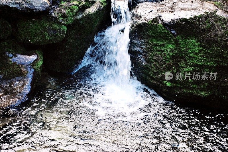 纯净清新的河流瀑布自然背景