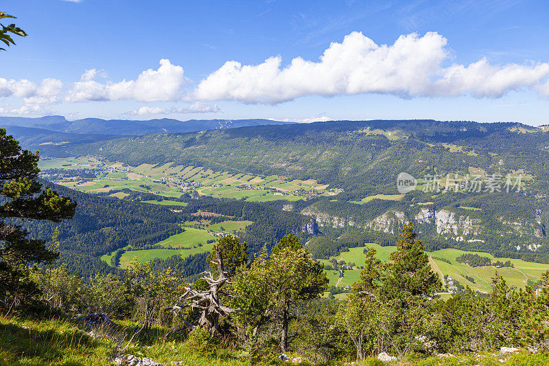 Vercors谷的观点。法国阿尔卑斯山的春天