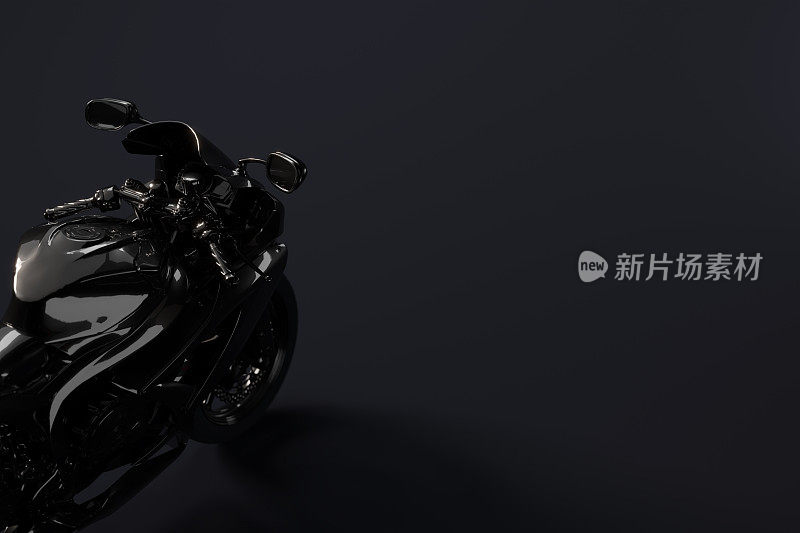 黑色背景的黑色运动摩托车。摩托服务和摩托赛车概念