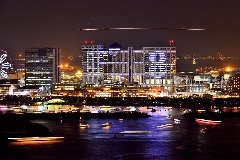 东京湾地区夜晚的城市景观