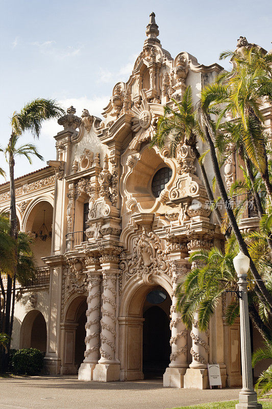 巴尔博亚公园西班牙殖民复兴剧院大楼，圣地亚哥，加利福尼亚