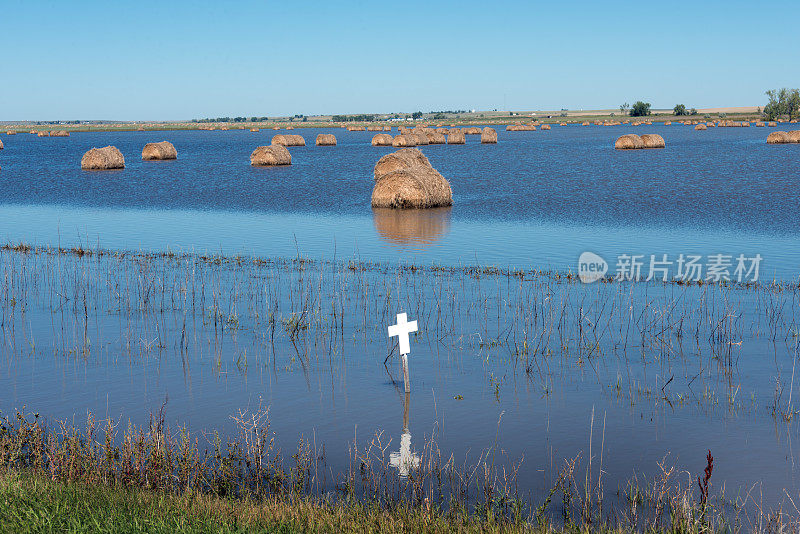 被白色十字架淹没的乡村景观