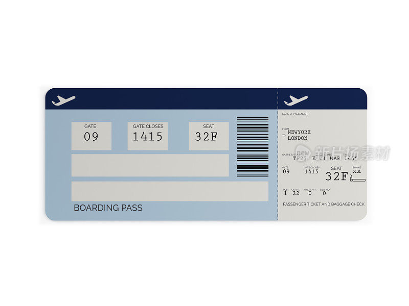 蓝色机票-登机证