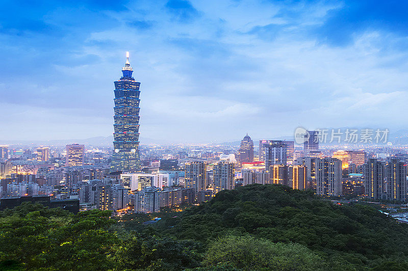 台湾台北市的全景夜景