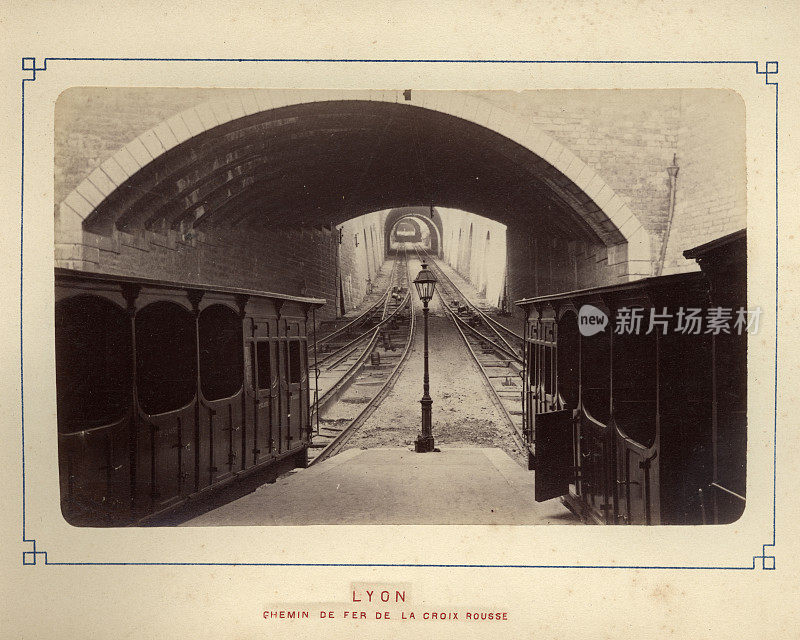 维多利亚火车站，轨道和隧道，里昂，法国，19世纪