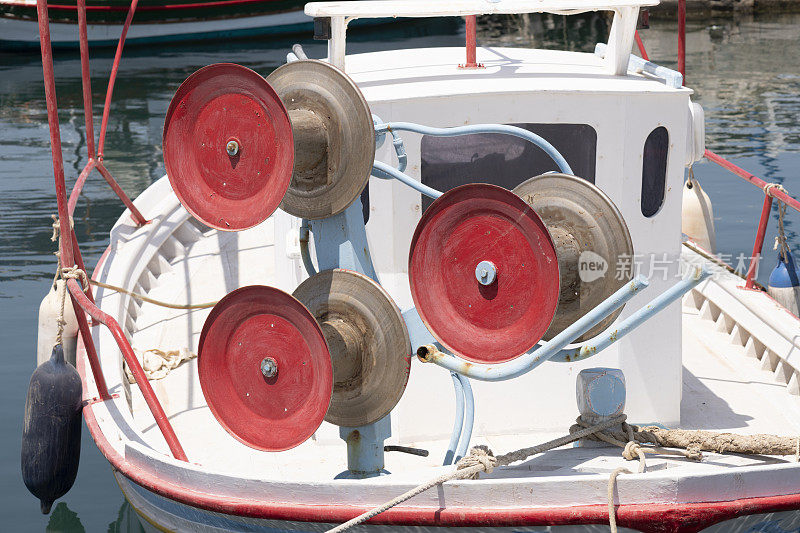 希腊港口渔船的细节