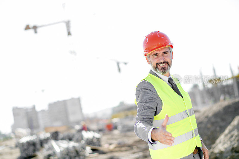 高级建筑师与哈姆雷特在工地