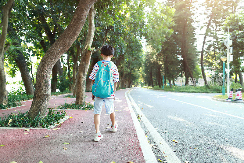 小男孩去上学