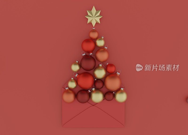 信件和装饰品圣诞背景3DCG