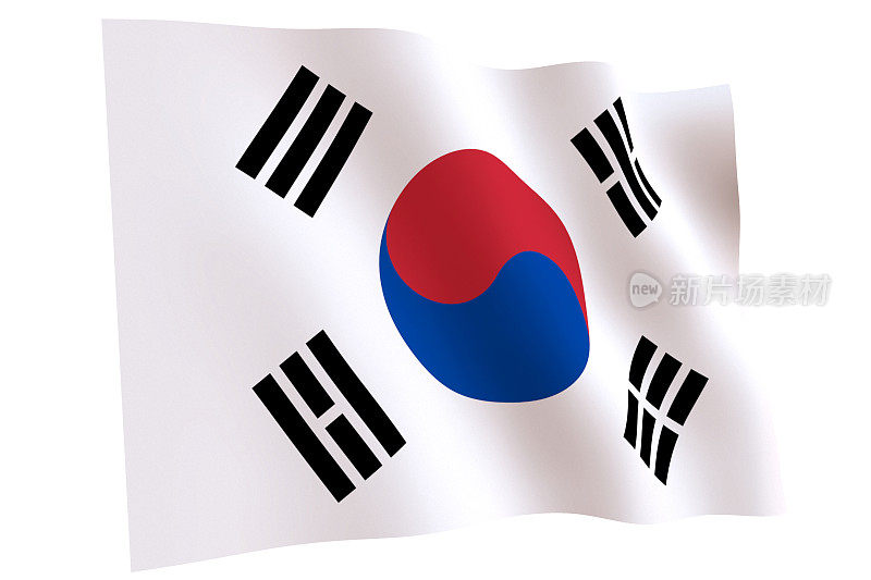 迎风飘扬的韩国国旗