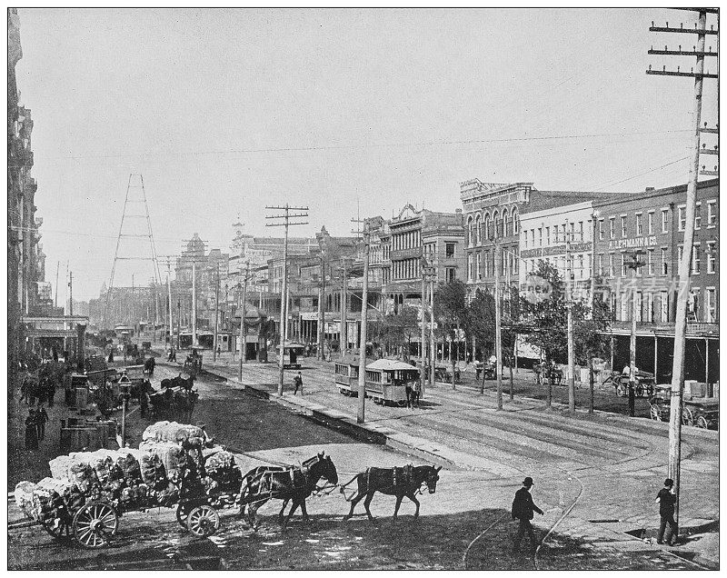 古董黑白照片:运河街，新奥尔良