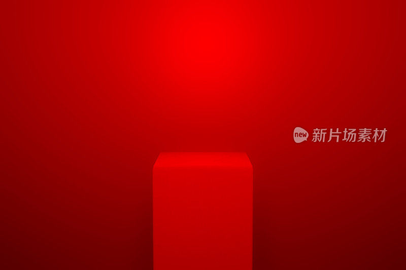 空白的红色产品展示站在红色的背景上。产品展示平台