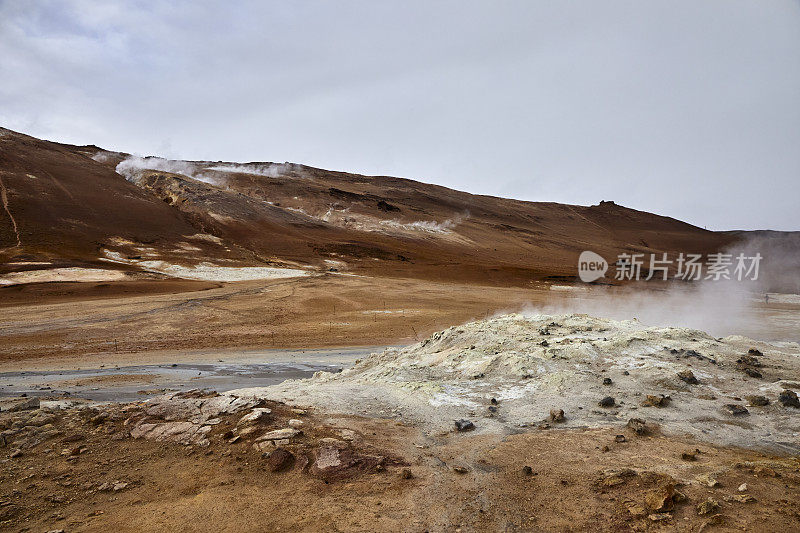 冰岛北部Hverir地热区的景观