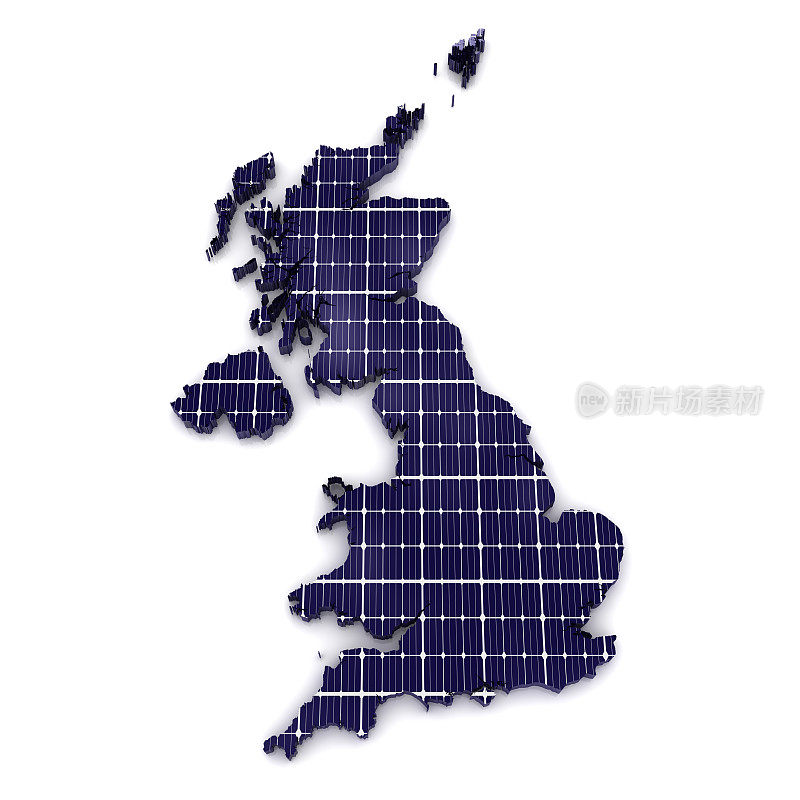英国地图太阳能电池板可再生能源