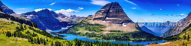 蒙大拿隐湖和熊帽山冰川国家公园全景图
