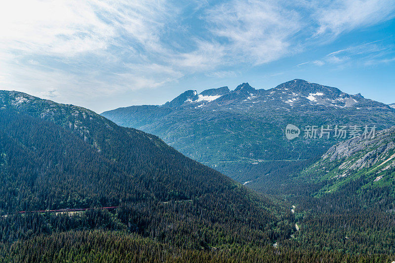 美国阿拉斯加州怀特山口山顶游览列车。