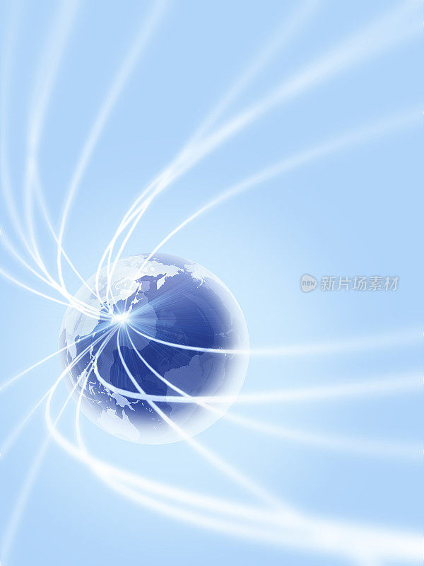 网络光源来自地球，计算机图形，蓝色背景