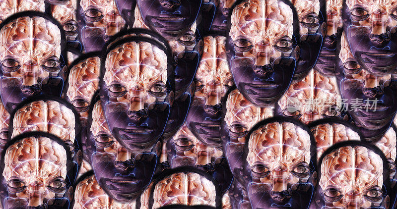 电脑生成的超现实外星人头的图像