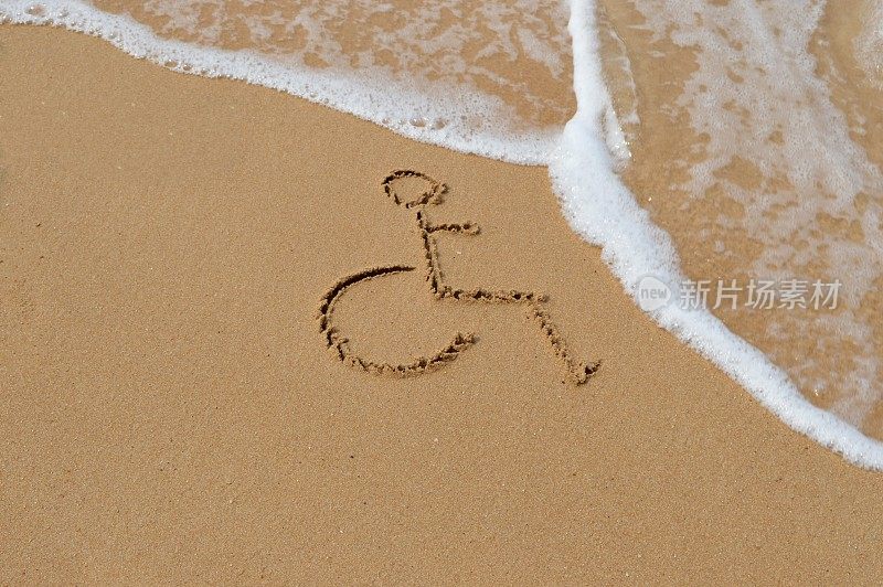 沙子上的残疾标志