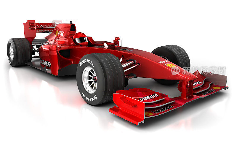 3D红色f1赛车与剪切路径