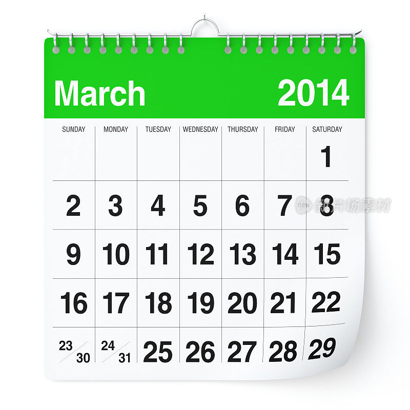 2014年3月-日历