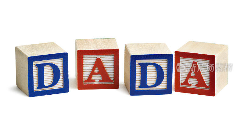 字母块拼写DADA为父亲，爸爸宝宝说话的词