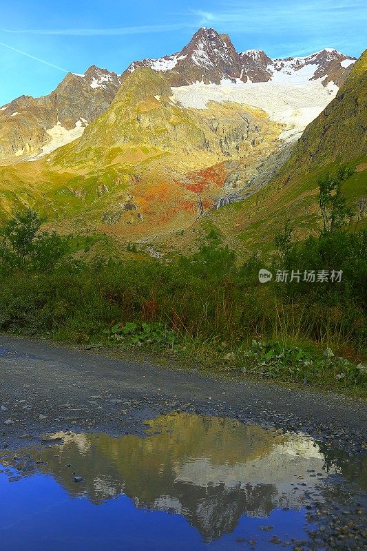 勃朗峰高山景观水倒影-奥斯塔山谷