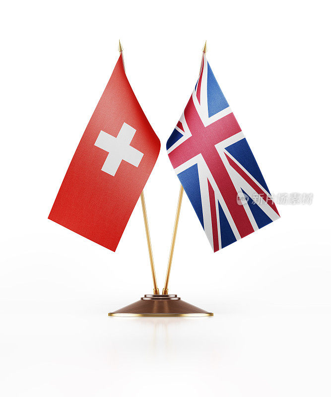 瑞士和英国的微型国旗