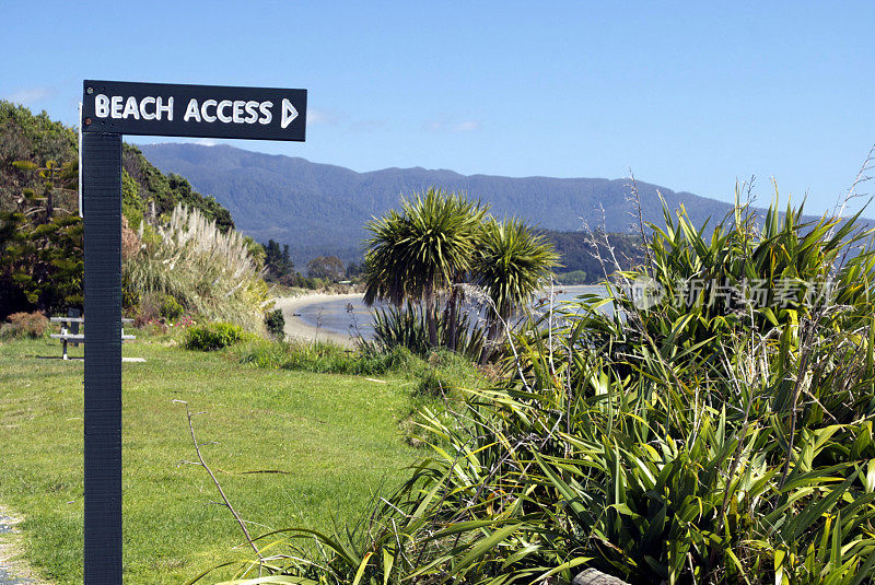 海滩入口标志，新西兰