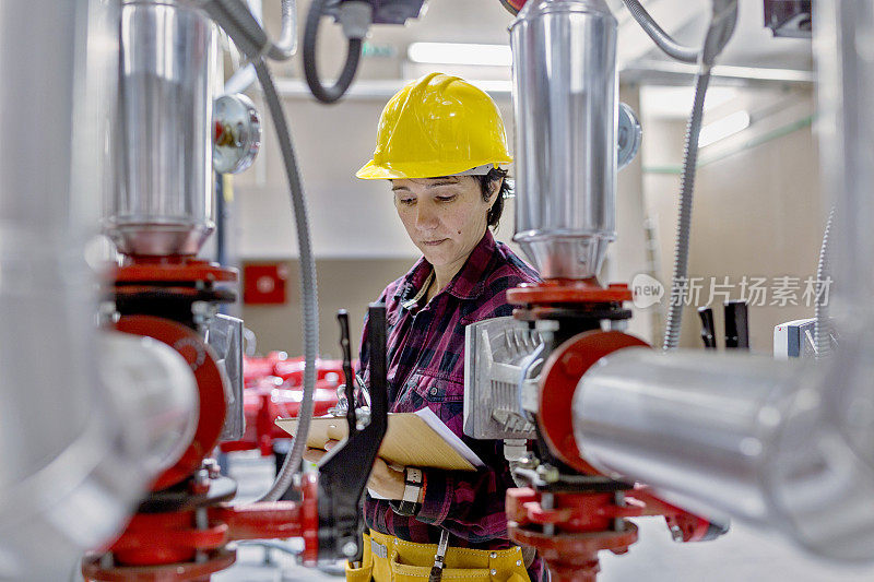 员工在锅炉房注意