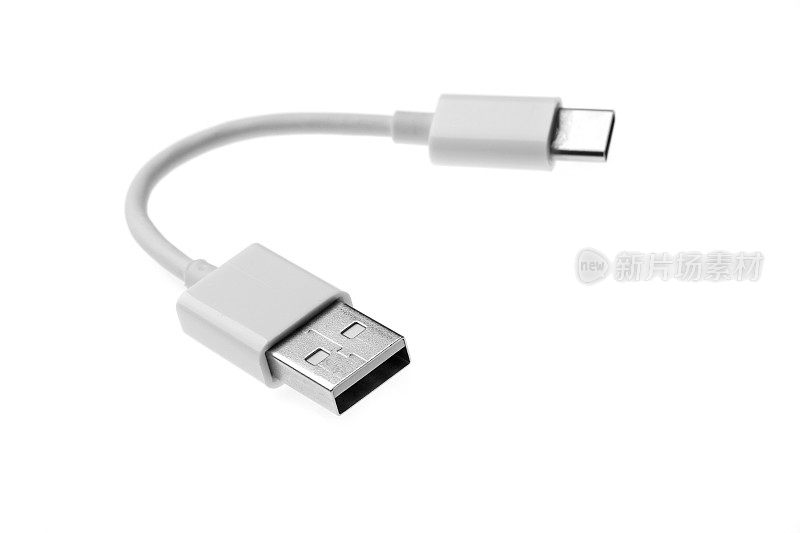 USB智能手机充电器电缆适配器隔离在白色背景