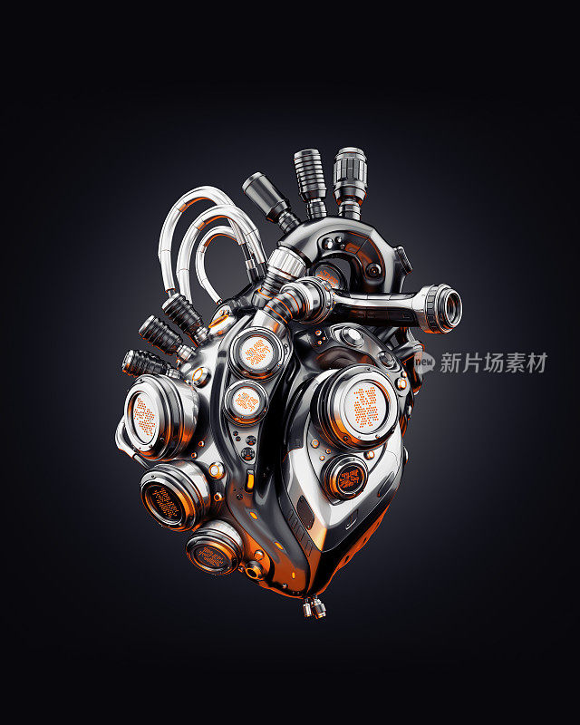 科幻机器人心脏引擎，3d渲染