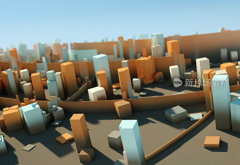 勒芒旋转几何元素艺术模式城市模糊3D