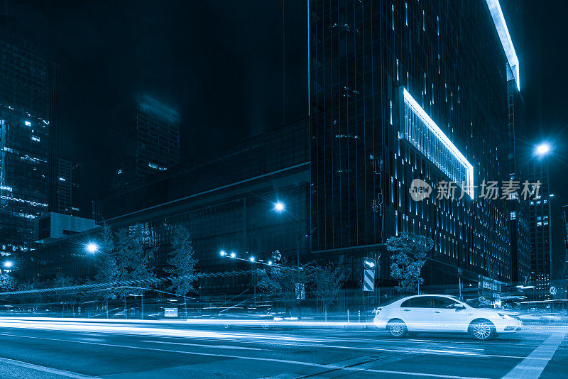 运动速度效应与城市之夜，杭州，中国