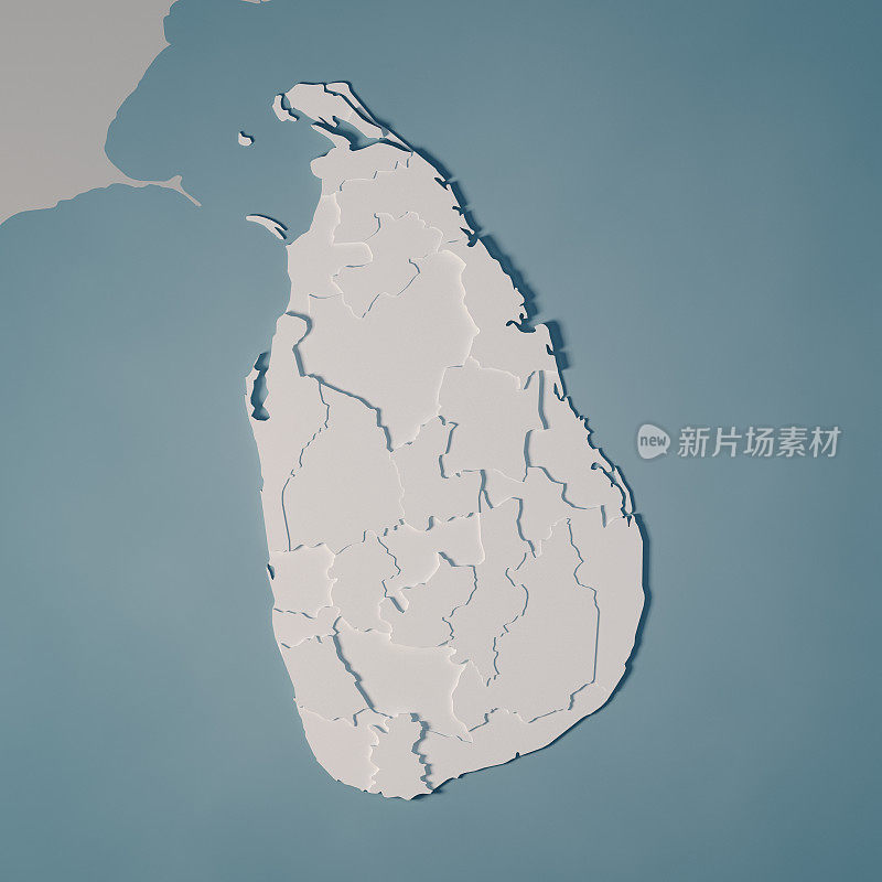 斯里兰卡国家地图行政区划3D渲染