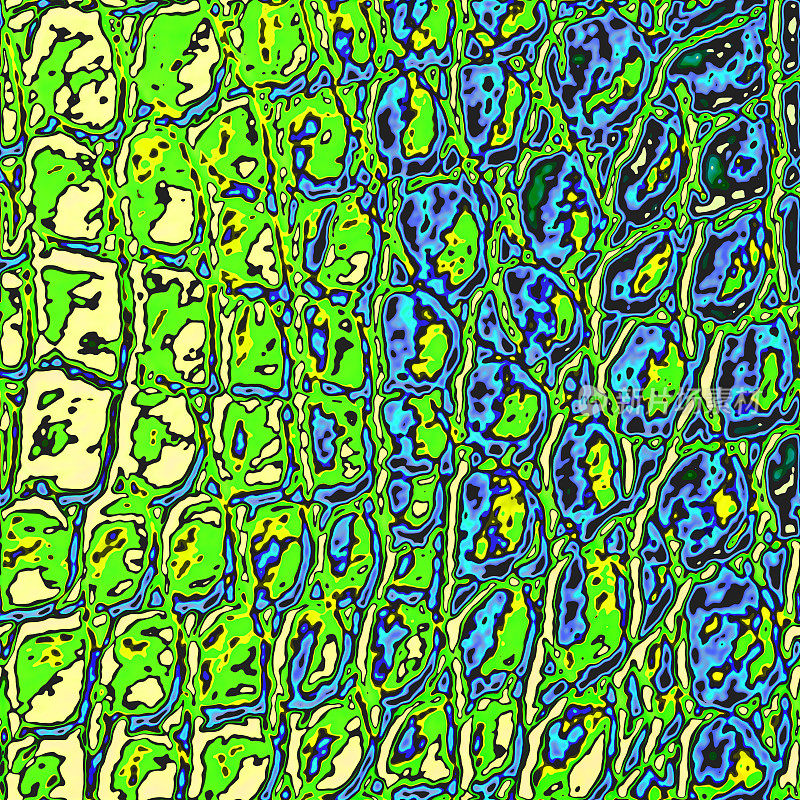 鳄鱼皮图案无缝彩色抽象龙恐龙蛇鳄鱼爬行动物纹理绿色蓝色黄色背景