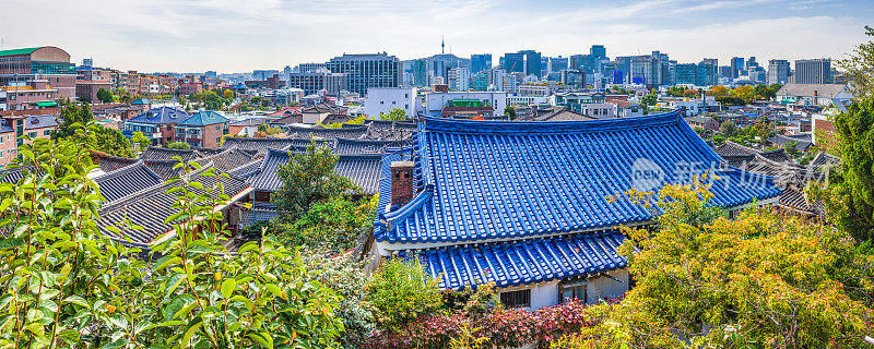 首尔全景从屋顶到城市摩天大楼南山塔韩国