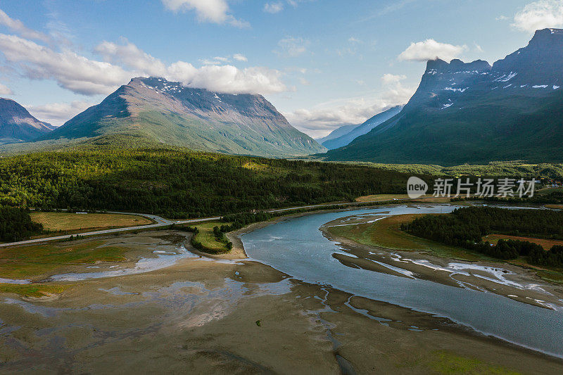 风景鸟瞰图的河流在芬兰