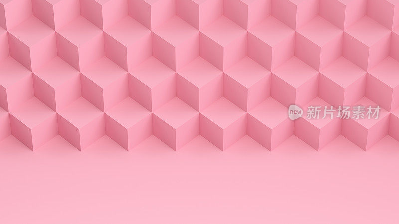 三维等距立方体模式，粉色背景