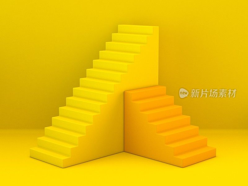 黄色和橙色抽象楼梯3D