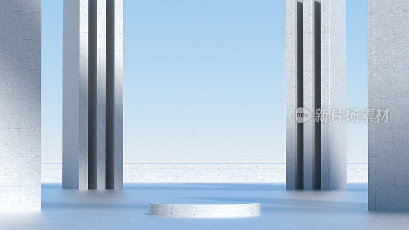 高端场景混凝土墙3D渲染展台展厅技术