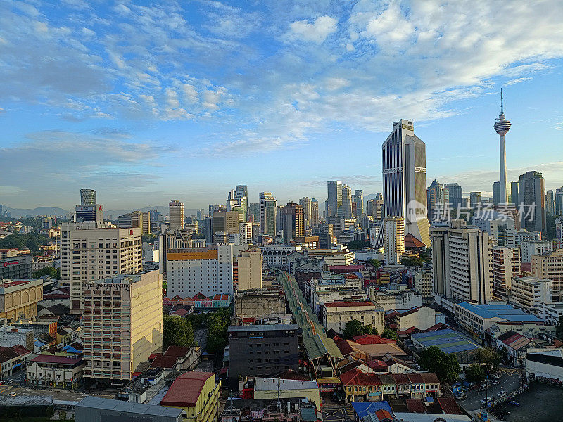 上午高视角的吉隆坡城市景观