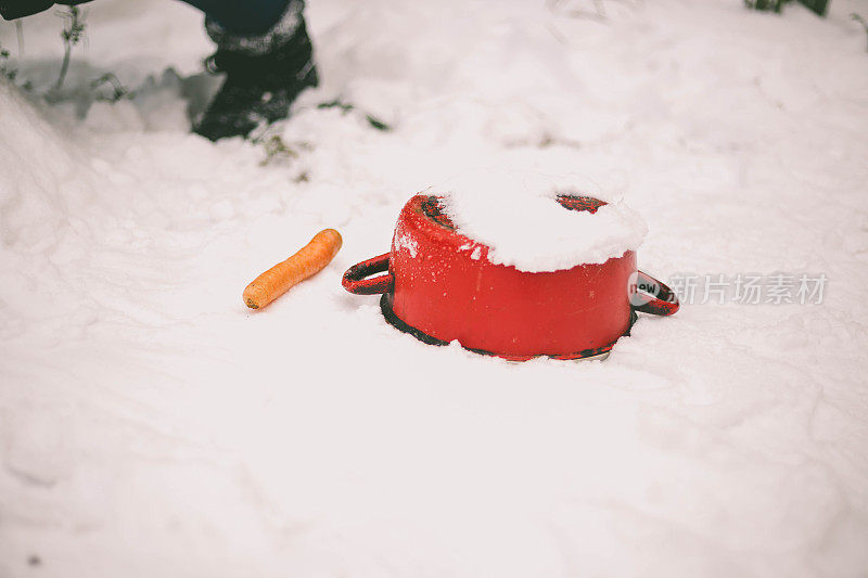 雪人套装，所有你需要用来堆雪的东西，除了雪