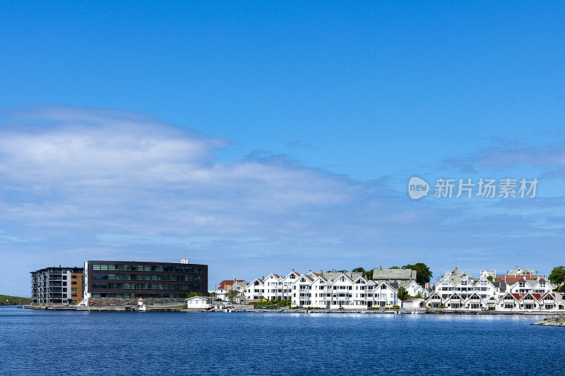 豪格桑德港和海港边的建筑，挪威。