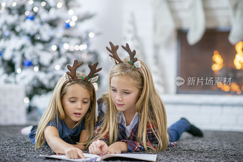 姐妹们在圣诞节读书