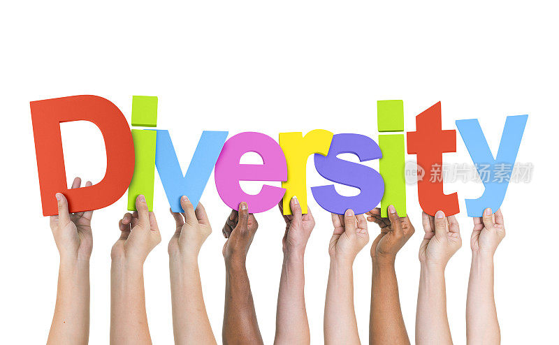 多样化的手握着多样性这个词