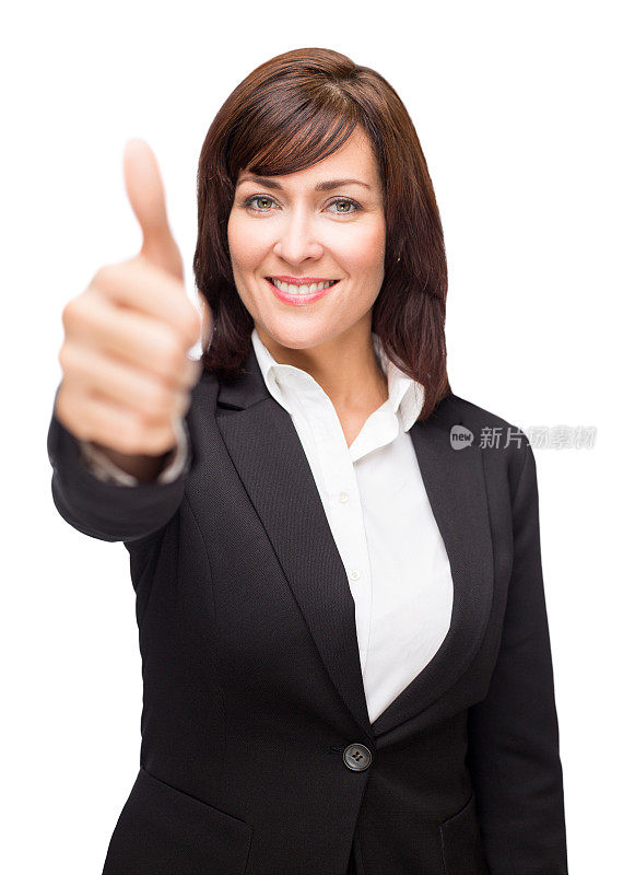 商业女性竖起大拇指