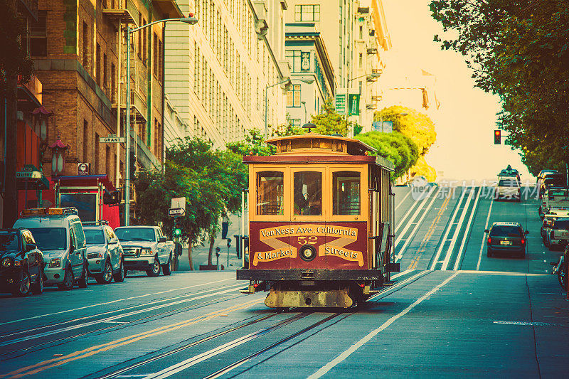 加利福尼亚州旧金山的老式缆车