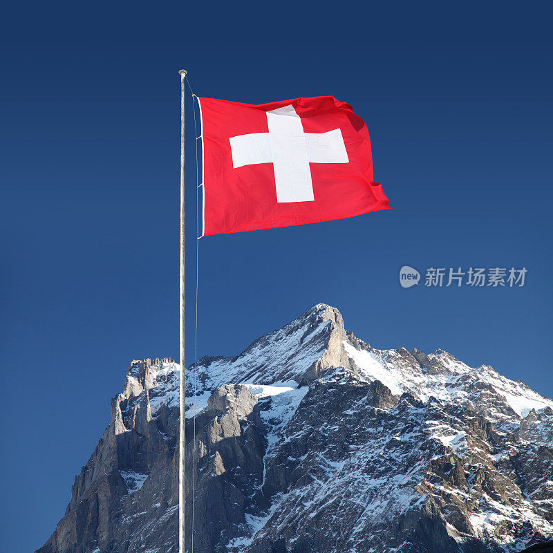 瑞士国旗阿尔卑斯山山脉