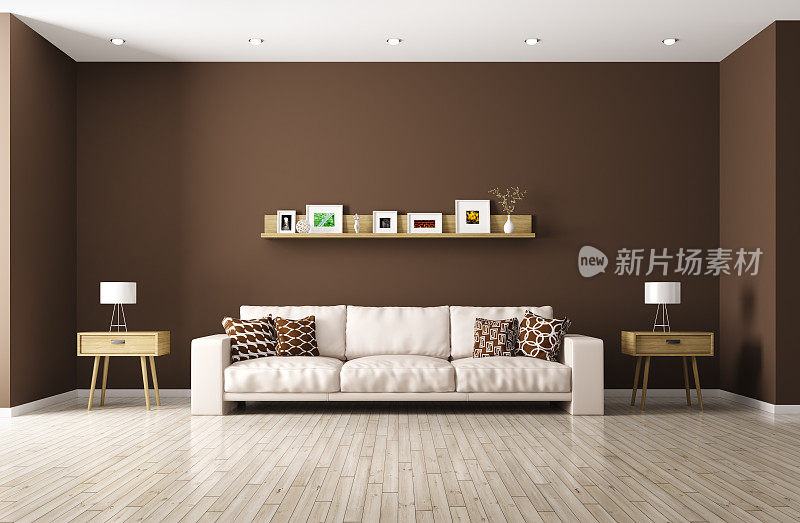 现代客厅米色沙发3d渲染
